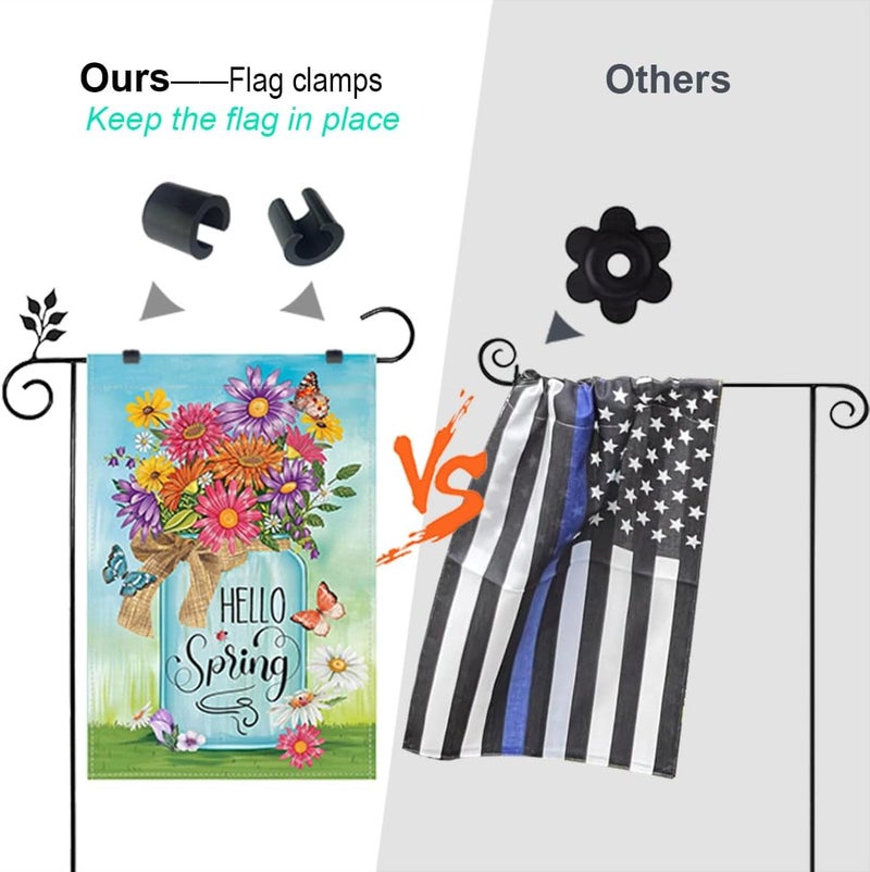 Luckupper Garden Flag Clips and Stoppers,Tiger Clip with Ring and U Clamp(for 6mm Rod),Anti Wind Accessories for Garden Flag Holder - Image 3